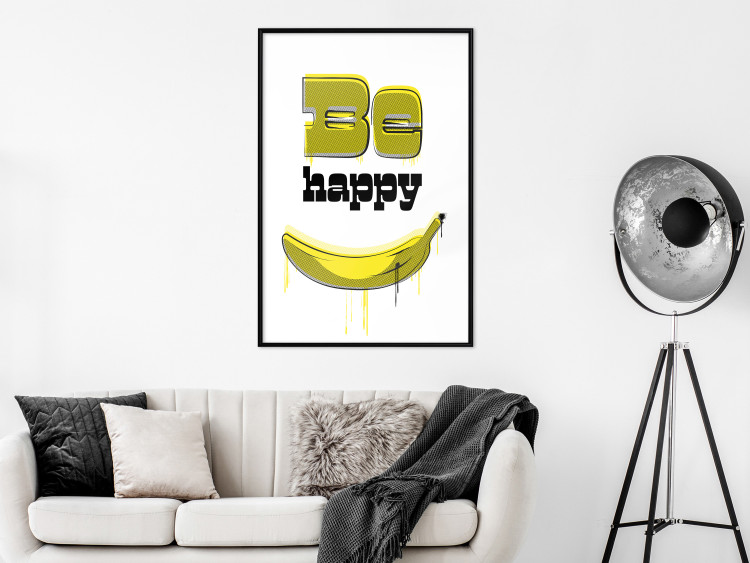 Wall Poster Happy Banana - English text and a yellow fruit on a white background 132204 additionalImage 6