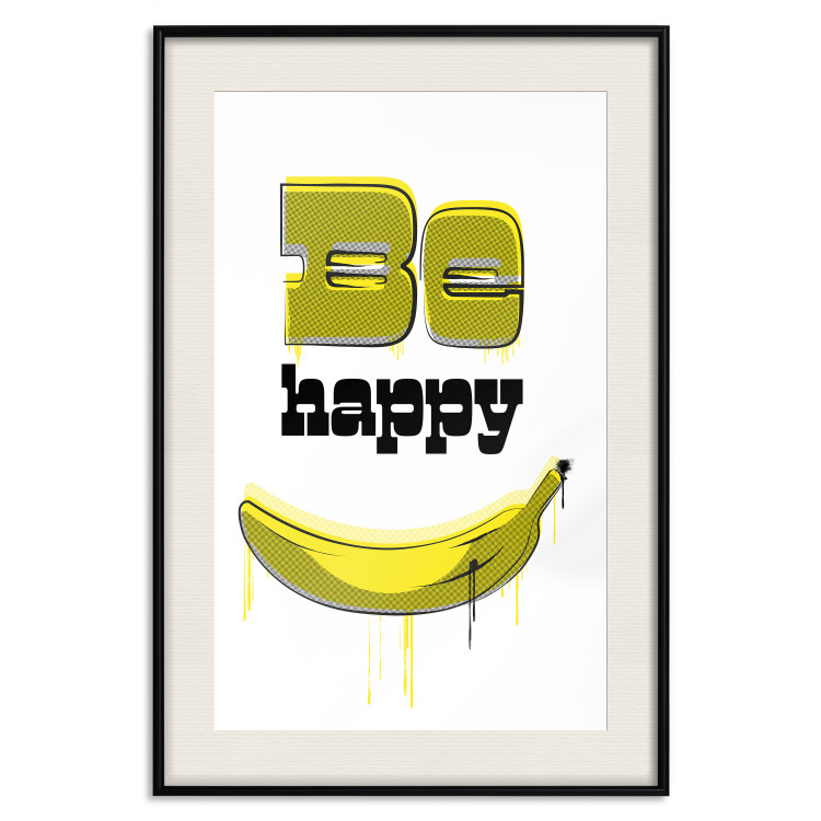 Wall Poster Happy Banana - English text and a yellow fruit on a white background 132204 additionalImage 20