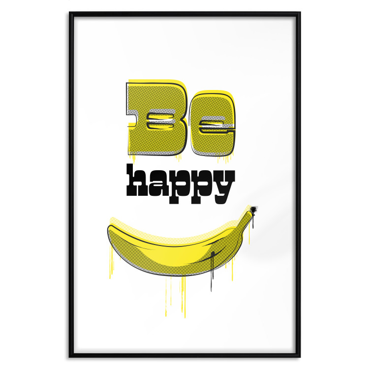 Wall Poster Happy Banana - English text and a yellow fruit on a white background 132204 additionalImage 17