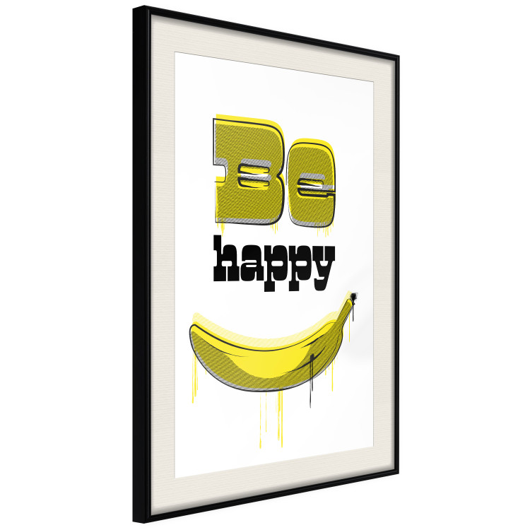 Wall Poster Happy Banana - English text and a yellow fruit on a white background 132204 additionalImage 2