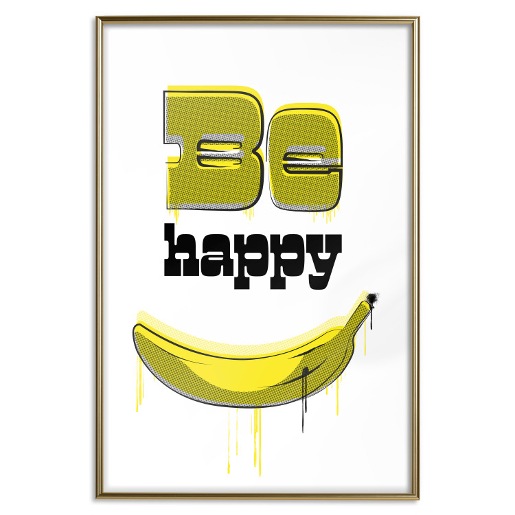Wall Poster Happy Banana - English text and a yellow fruit on a white background 132204 additionalImage 20