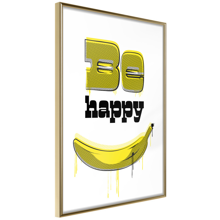 Wall Poster Happy Banana - English text and a yellow fruit on a white background 132204 additionalImage 12