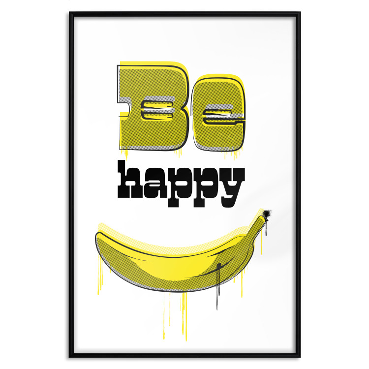 Wall Poster Happy Banana - English text and a yellow fruit on a white background 132204 additionalImage 21