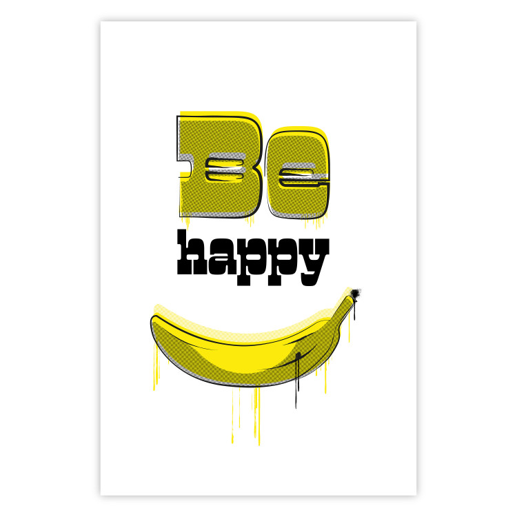 Wall Poster Happy Banana - English text and a yellow fruit on a white background 132204 additionalImage 19