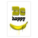 Wall Poster Happy Banana - English text and a yellow fruit on a white background 132204