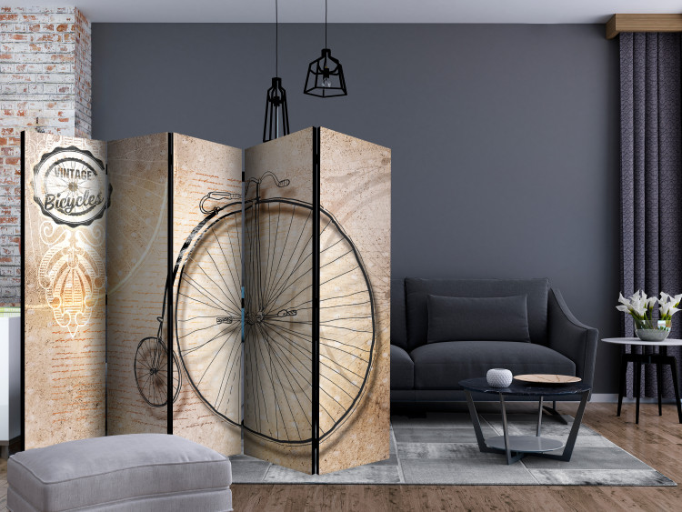 Room Divider Screen Vintage Bicycles - Sepia II (5-piece) - sepia-toned retro bicycles 132804 additionalImage 4