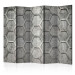 Folding Screen Platinum Cubes II (5-piece) - geometric background in gray design 132904