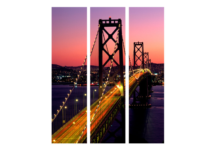 Room Divider Screen Charming Evening in San Francisco (3-piece) - sunset and bridge 133104 additionalImage 3