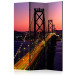 Room Divider Screen Charming Evening in San Francisco (3-piece) - sunset and bridge 133104