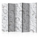 Room Divider Screen Abstract Luxury II (5-piece) - white ornaments and crystals 133404
