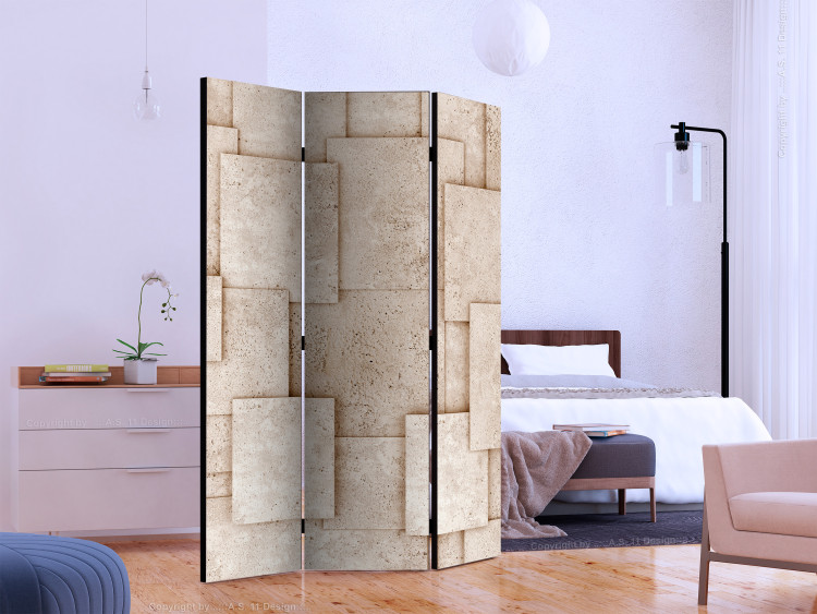 Room Divider Screen Industrial Dream (3-piece) - beige geometric composition 133504 additionalImage 2