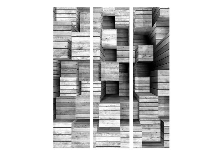Room Separator Gray Precision - gray wooden geometric figures with 3D effect 133604 additionalImage 3
