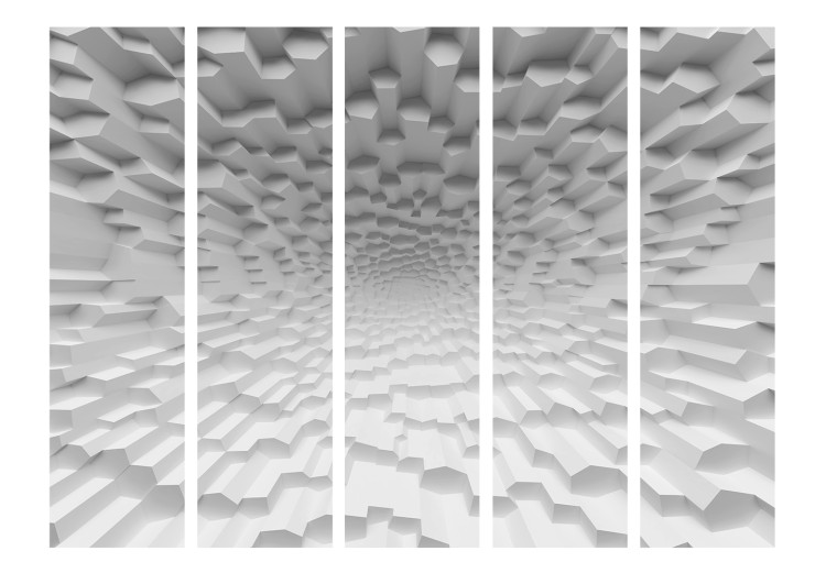 Folding Screen Abyss of Oblivion II - abstract endless white tunnel with figures 133704 additionalImage 3