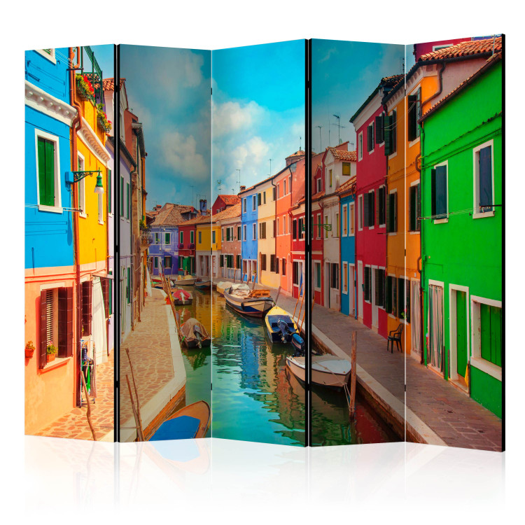 Room Divider Screen Colorful Canal in Burano II - river with colorful buildings and boats 134004