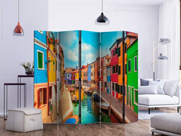 Room Divider Screen Colorful Canal in Burano II - river with colorful buildings and boats 134004 additionalImage 2