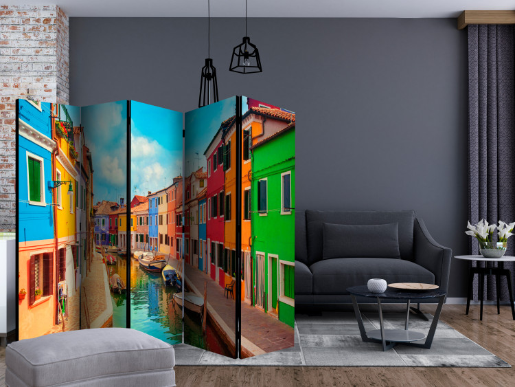 Room Divider Screen Colorful Canal in Burano II - river with colorful buildings and boats 134004 additionalImage 4