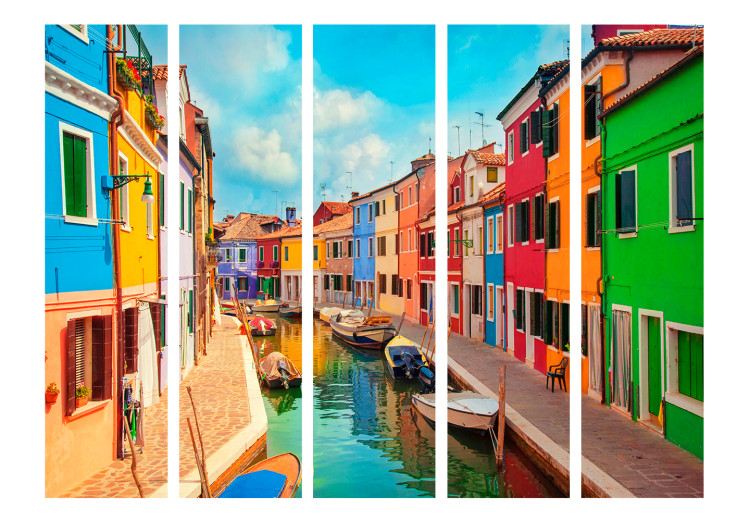 Room Divider Screen Colorful Canal in Burano II - river with colorful buildings and boats 134004 additionalImage 3