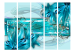 Room Divider Turquoise Idyll II (5-piece) - blue abstraction in plants 134304 additionalThumb 3