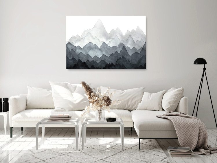 Canvas Mountain background - Abstraction with mountain in gray and white 134604 additionalImage 3