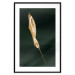 Poster Leaf in the Wind - golden leaf composition on a dark green background 135604 additionalThumb 4