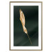 Poster Leaf in the Wind - golden leaf composition on a dark green background 135604 additionalThumb 5
