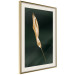 Poster Leaf in the Wind - golden leaf composition on a dark green background 135604 additionalThumb 18