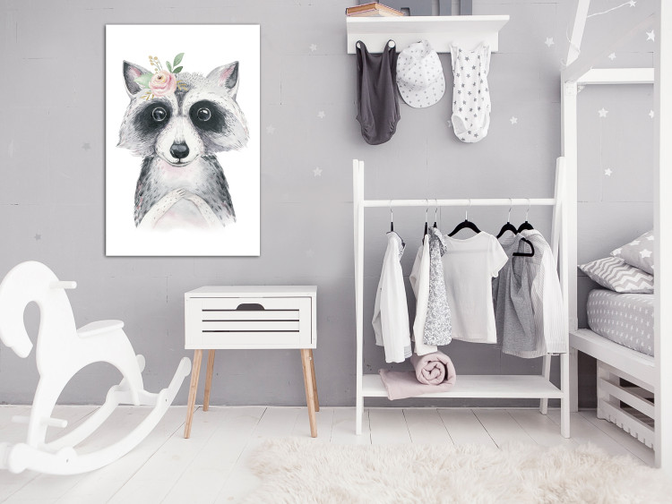 Canvas Print Sweet raccoon - colorful illustration for children 135704 additionalImage 3