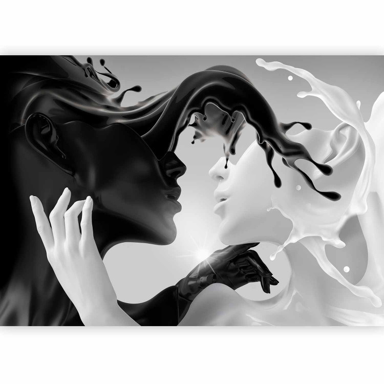 Photo Wallpaper Tender opposites - abstract black and white figure in love 135804 additionalImage 1