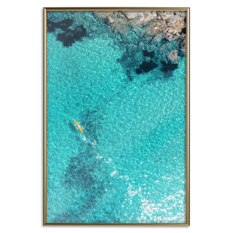 Poster Turquoise Depths - seascape of the azure sea and brown coastal rocks 135904 additionalImage 11