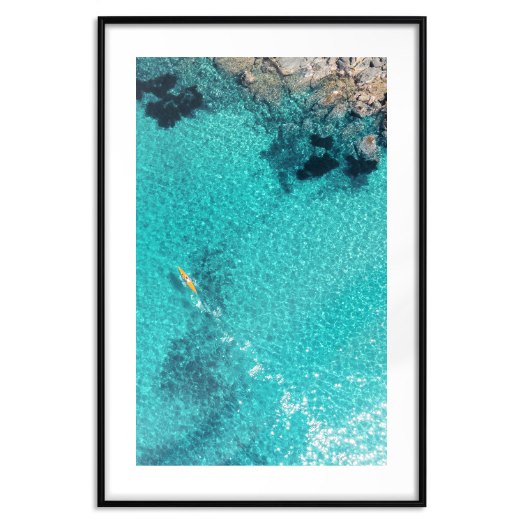 Poster Turquoise Depths - seascape of the azure sea and brown coastal rocks 135904 additionalImage 14