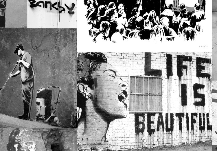 Large canvas print Banksy: Graffiti Collage [Large Format] 136504 additionalImage 5