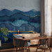 Wall Mural Abstract landscape - blue mountains with birds and golden patterns 137304 additionalThumb 4