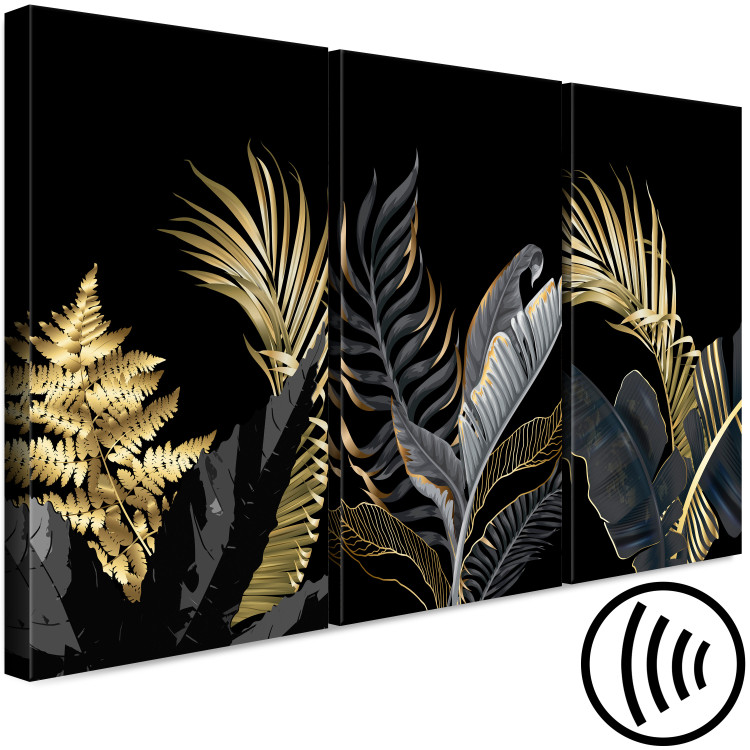 Canvas Tropical Heat (3-piece) - gold-adorned leaves in glamour style 138204 additionalImage 6
