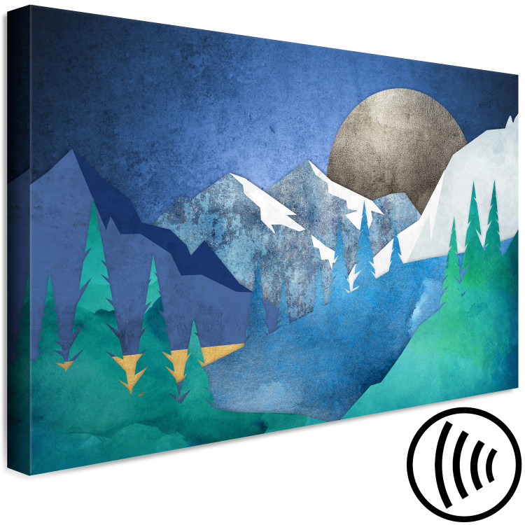 Canvas Print Evening Idyll - Graphics With Mountains and the Moon in Dark Colors 145504 additionalImage 6