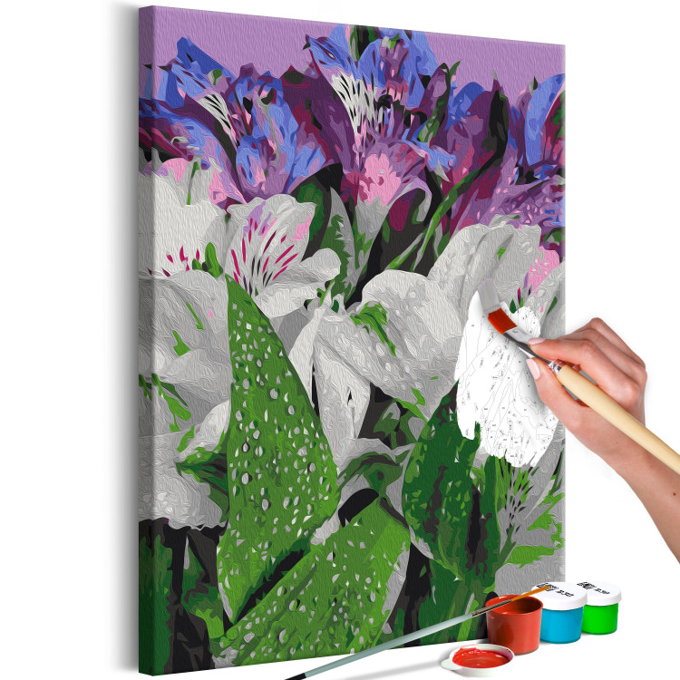 Paint by Number Kit Wild Tulips - Blooming White and Purple Flowers, Green Leaves 146204 additionalImage 6