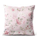 Decorative Velor Pillow Spring charm - vintage-style rose and magnolia on pale pink background 147104