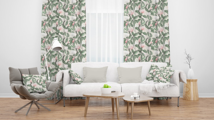 Decorative Curtain Gentle magnolias - subtle floral pattern in cottagecore style 147204 additionalImage 8