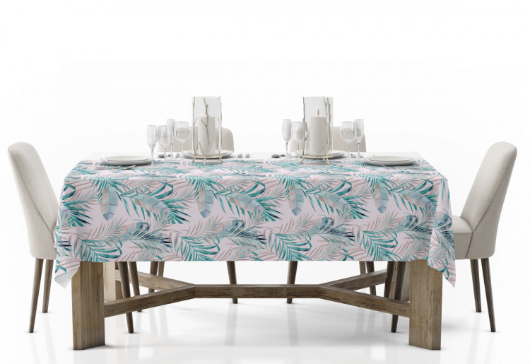 Tablecloth Leaves - composition in shades of green and purple 147304 additionalImage 2