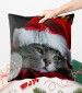 Decorative Velor Pillow Cat with Santa hat - Christmas animal on dark background 148504 additionalThumb 4