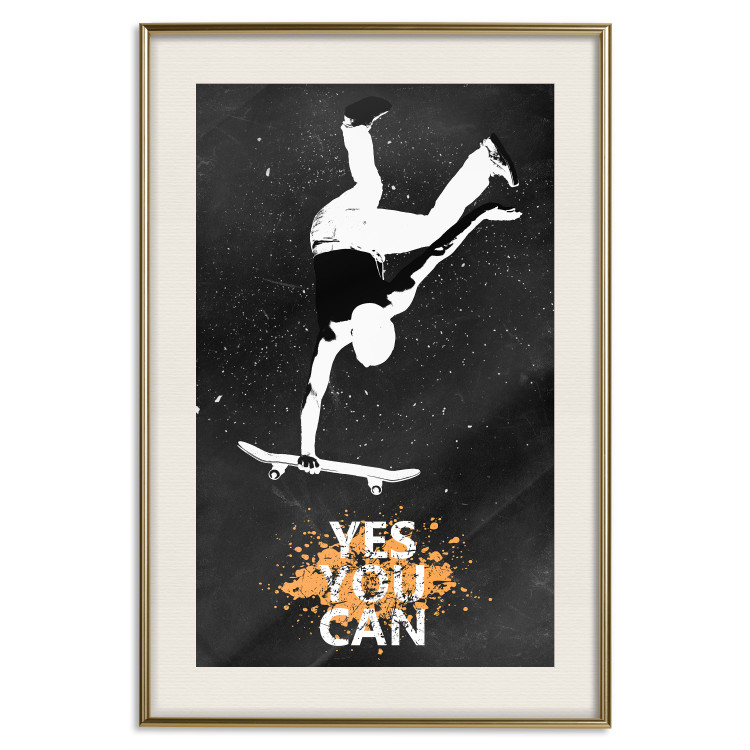 Poster Teenager on a Skateboard - Boy Jumping on a Board on a Dark Background 148904 additionalImage 5
