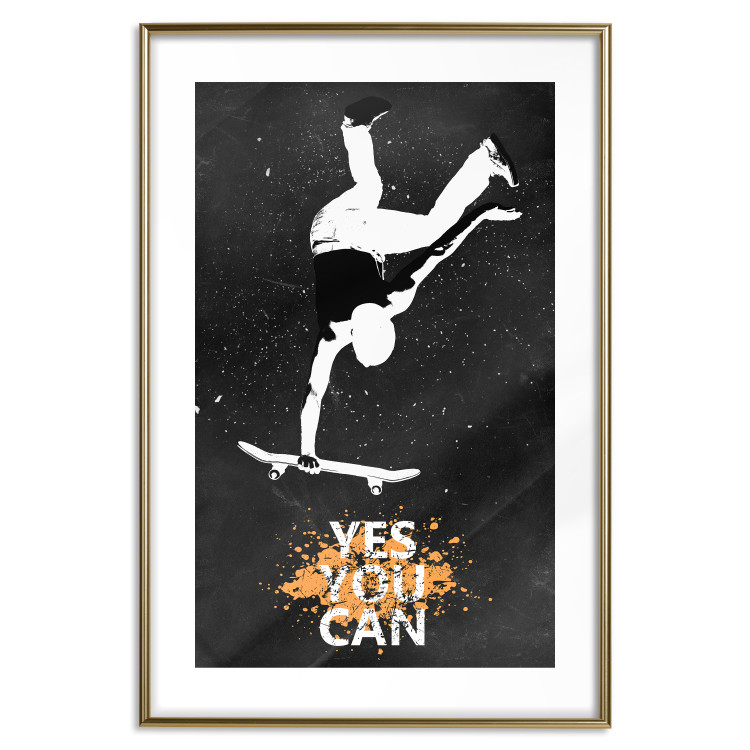 Poster Teenager on a Skateboard - Boy Jumping on a Board on a Dark Background 148904 additionalImage 2