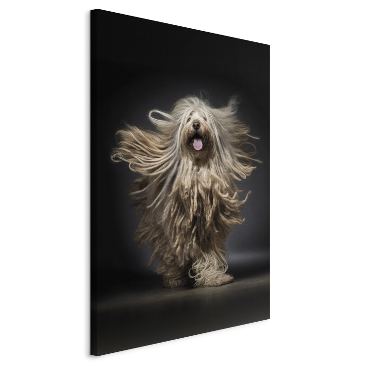 Canvas Print AI Bergamasco Dog - Happily Running Shaggy Animal - Vertical 150204 additionalImage 2