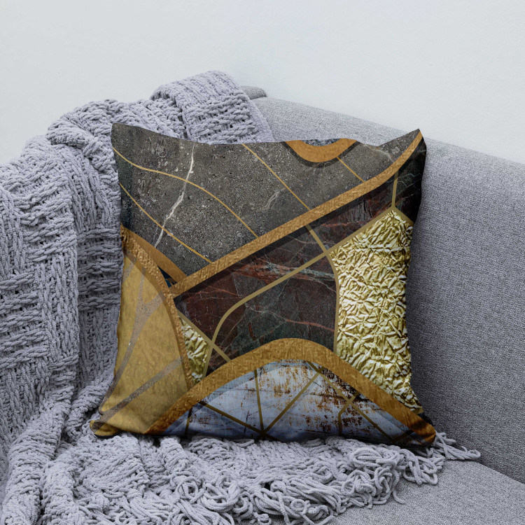 Decorative Microfiber Pillow Brown Texture - Abstract Composition With Different Textures 151404 additionalImage 2