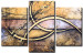 Canvas Print Golden Blades (3-piece) - Fancy stripes on a wooden texture background 48004