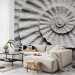 Photo Wallpaper Stone Ammonite - Abstract Design in Grayish-white Seashell Pattern 61004