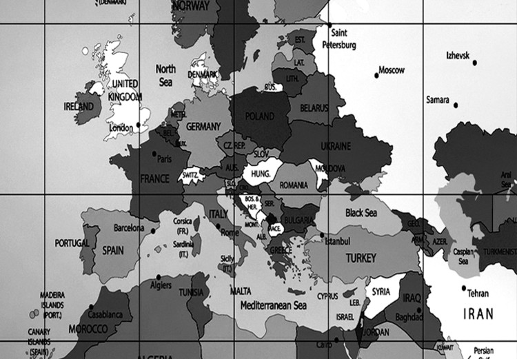 Canvas Gray Cartography (3-piece) - World Map in a Geometric Pattern 93804 additionalImage 5