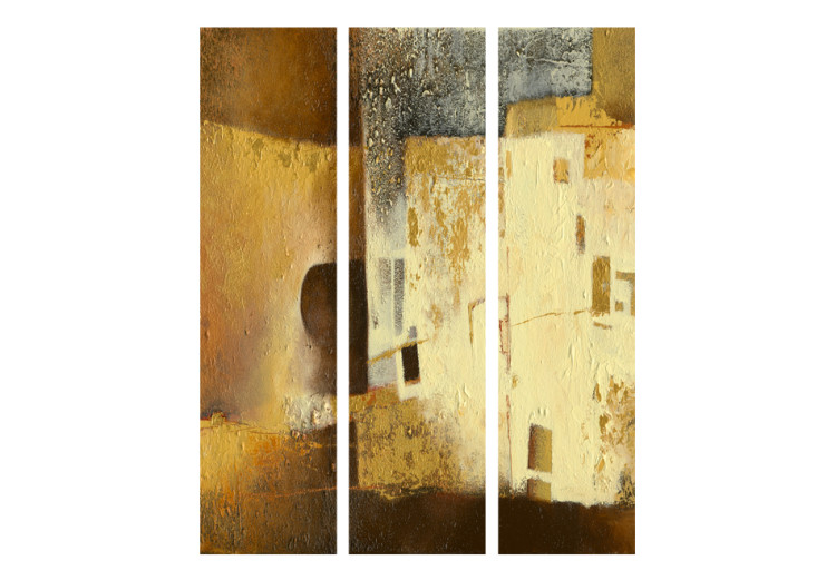 Room Separator Golden Oddity - rusty texture with artistic yellow abstraction 95304 additionalImage 3