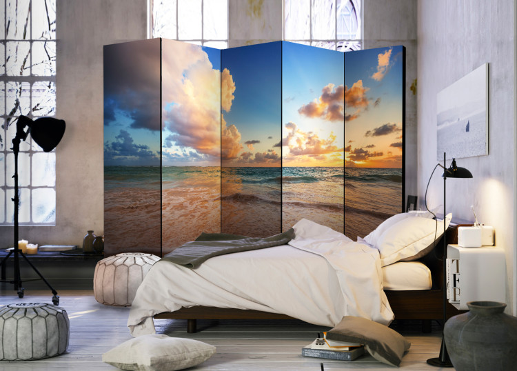 Folding Screen Morning by the Sea II - beach landscape against the backdrop of the rising sky 95404 additionalImage 2
