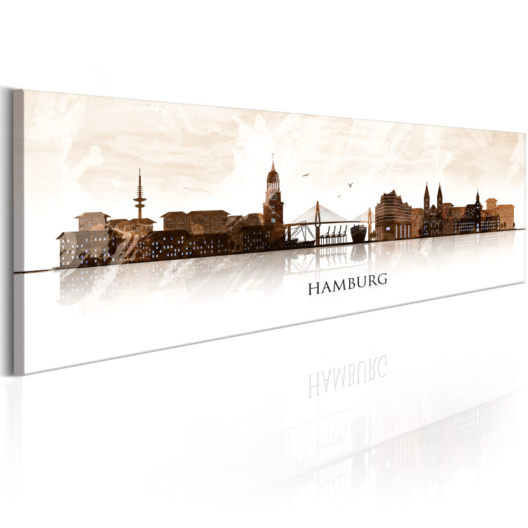 Canvas Print Chocolate Hamburg (1-piece) - City Architecture on Light Background 106214 additionalImage 2
