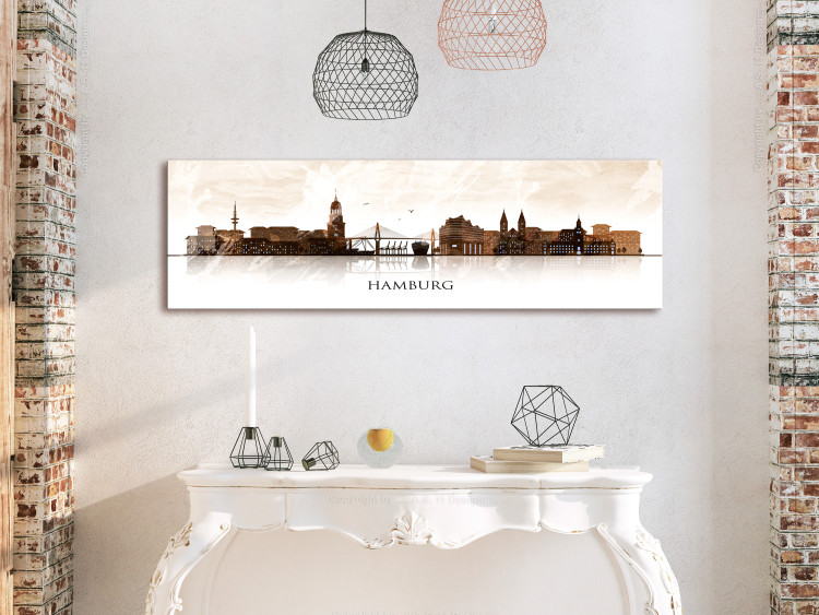 Canvas Print Chocolate Hamburg (1-piece) - City Architecture on Light Background 106214 additionalImage 3